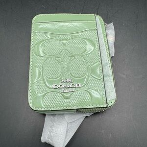 Coach Green Zip Card Wallet